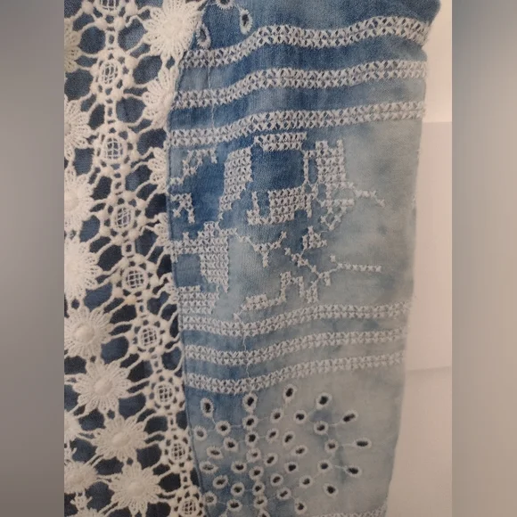 Exotic Jeans Desigual Denim & Lace Button Up Blouse - Picture 5 of 5